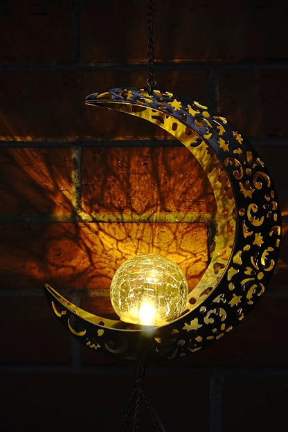 Sun Wind Chimes, Metal Wind Chimes, Waterproof Anti-Corrosion, Solar Wind Chime, Wind Chime for Outside/Window/Door/Garden/Outdoors, Gifts for Girl/mom/Friend. (Moon)