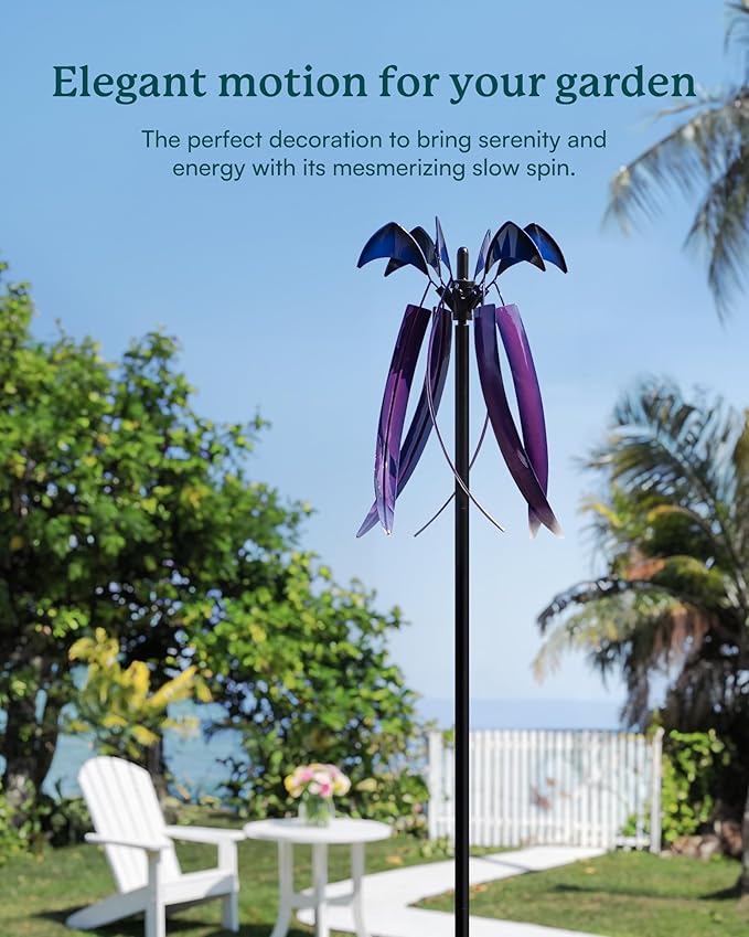 Wind Spinners for Yard Garden, Large Outdoor Metal Wind Spinner with Stake, Kinetic Wind Sculptures & Spinners Windmill for Outside Lawn Yard Art Decor(15" W x 73" H)