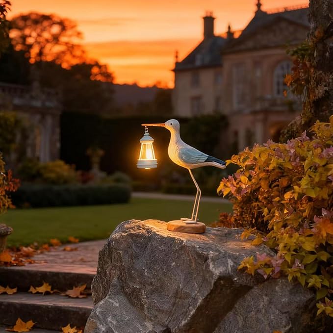Adorable Solar Seagull Garden Statue Light 11"(W) x3.2(D) x13.8(H) - Outdoor Indoor Decor for Yard Patio Balcony, Ideal Mother's Day for Mom Grandma Wife Women