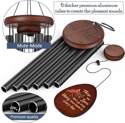 Cardinal Standing on Mistletoe Memorial Wind Chimes for Outside,Sympathy Wind Chimes for Loss of Loved One Mother Father,Cardinal Gifts & Sympathy Gift for Bereavement,Condolence,Funeral