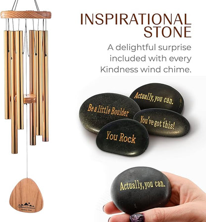 UpBlend Wind Chimes for Outside Gift – Deep Tone Wind Chime with Decorative Stone – Garden and Patio Décor for Porch or Yard, Elegant Outdoor Ornament, Meaningful Gift for Neighbors. 29” Bronze.