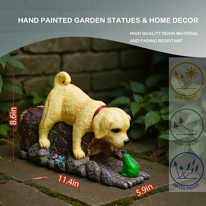 Elenon Dog Decorative Gutter Downspout Extension Statue, Gutter Guardian Rain Downspout Splash Block Outdoor, Garden Rain Downspout Extender for 3" × 4" Downspouts Decor