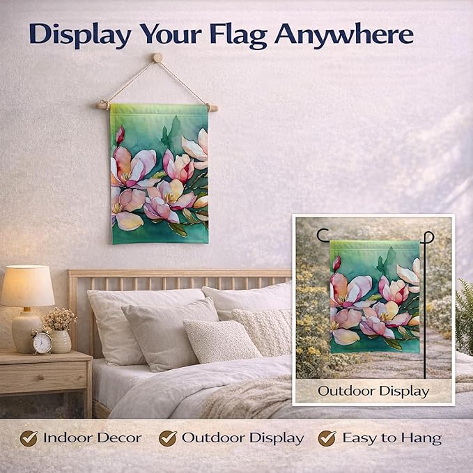 Caroline's Treasures Louisiana Magnolias in Watercolor Garden Flag Mailbox Flag Decorative Yard Flag Banner Outside Patio Artwork Yard Flower Beds, Garden Size, Multicolor