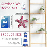 POXOHO Starfish Garden Decorations Outdoor, Starfish Wall Decor Art for Fence Patio Yard, 12" Hanging Glass Sculpture, Outdoor Wall Art Ocean Gifts for Women & Men (Pink)