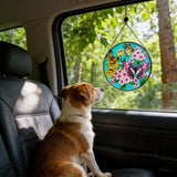7.87" Sun Catchers Indoor Window,Butterfly Stained Glass Window Hanging, Window Suncatcher Hanging Ornaments Wall Art, Hand-Painted Glass Panel Home Decor (Butterfly A)