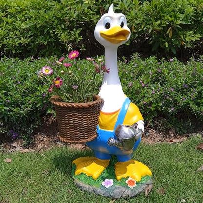 Couple Duck Garden Statue Duck Succulent Plant Flower Pot Goose Flower Pot Sculpture Indoor and Outdoor Art Decoration Courtyard Terrace Balcony Living Room Office Decoration Festival Gifts