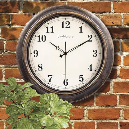 Outdoor Clocks Waterproof, 18 Inch Large Outdoor Wall Clock for Patio, Silent Battery Operated Viantage Decorative Metal Wall Clocks for Living Room, Kitchen, Bedroom, Pool, Garden - Bronze