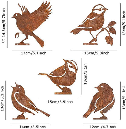 5X Iron Bird Decoration Metal Gardening Ornaments Photo Props Yard Adornment Bird Ornaments for Fences Patio Decor, Style A