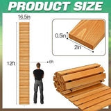 12ft Wooden Garden Pathway - Weather Resistant Carbonized Pine Roll Out Decorative Walkway, Boardwalk Pathway Pavers for Outside Stepping Stones Outdoor Flooring Patio Pool Backyard (Orange)