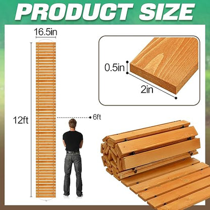12ft Wooden Garden Pathway - Weather Resistant Carbonized Pine Roll Out Decorative Walkway, Boardwalk Pathway Pavers for Outside Stepping Stones Outdoor Flooring Patio Pool Backyard (Orange)