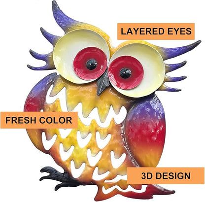 Pack of 2 Metal Fresh Color Owl Garden Statues Silhouette Owl Stakes Decorative Outdoor Statues Animal Sculptures for Yard Décor and Lawn Ornaments, MX202303-1