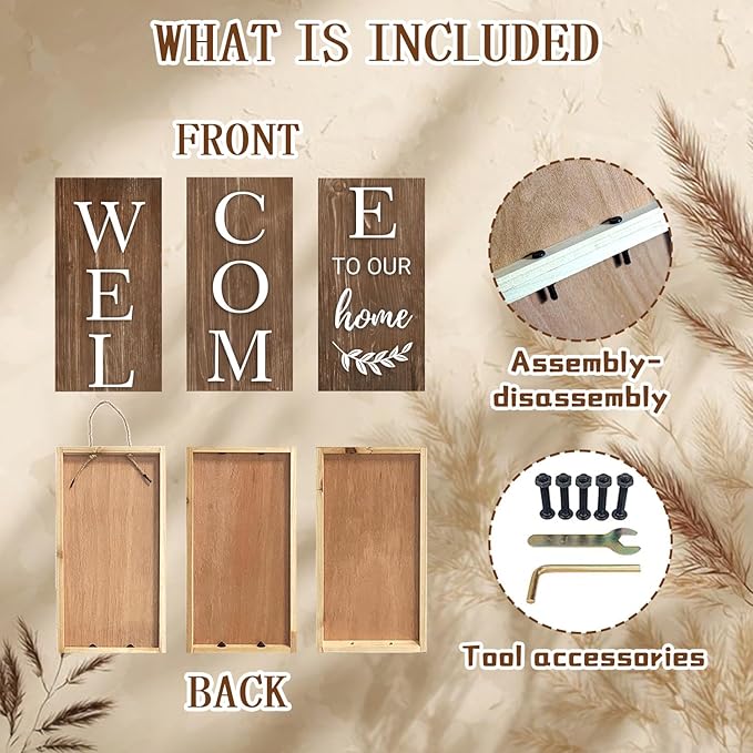 Summer Welcome Sign for Front Door, 47'' Brown Wooden Porch Sign Large Warm Greeting Door Sign Farmhouse Vertical Porch Sign Rustic Standing Welcome Yard Signs for Patio Outdoor Indoor Garden