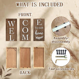Summer Welcome Sign for Front Door, 47'' Brown Wooden Porch Sign Large Warm Greeting Door Sign Farmhouse Vertical Porch Sign Rustic Standing Welcome Yard Signs for Patio Outdoor Indoor Garden