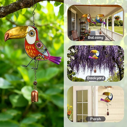 Wind Chimes for Outside, Toucan Metal Wind Chimes 3 Pack - Waterproof Rustproof Garden Decor, for Friends & Family