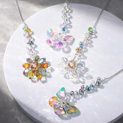 4 PCS Crystal Suncatchers 2PCS Butterfly 2PCS Flower Window Hanging Ornaments Rainbow Maker for Indoor Outdoor Garden Wedding Decor Gifts