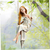 Fairy Garden Swing Fairyland Fantasy Winged Hanging Angel Statue 8In Resin Vivid Decorative Garden Statue for Home Office Yard