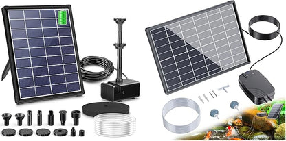 Biling 5.5W Solar Fountain for Bird Bath, Garden Pond, Fish Tank & 8W Solar Pond Aerator with 4400 mAh Battery Backup for Fish Pond Stock Tank Aquarium