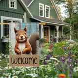 Spring Summer Garden Flag Welcome Garden Flags 28x40 inch Double Sided Small Burlap Squirrel Decor Yard Lawn Outdoor Home Decoratio