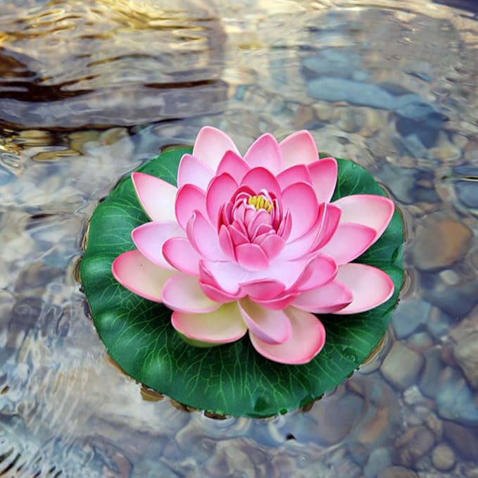 Artificial Floating Lotus Flower for Pond Decor 6 Pack of Water Lily