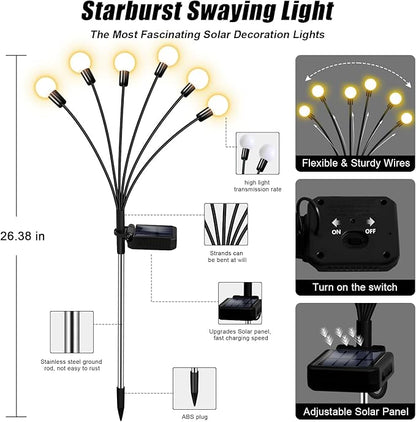 NBQQ Solar Garden Lights Outdoor, Waterproof Solar Powered Lights for Yard Pathway Patio, Swaying Lawn Decor as Gardening Gifts for Women Holiday(Warm White, 10 Pack)