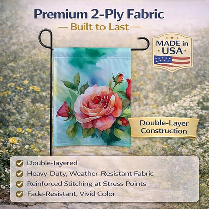 Caroline's Treasures Oklahoma Roses in Watercolor Garden Flag Mailbox Flag Decorative Yard Flag Banner Outside Patio Artwork Yard Flower Beds, Garden Size, Multicolor
