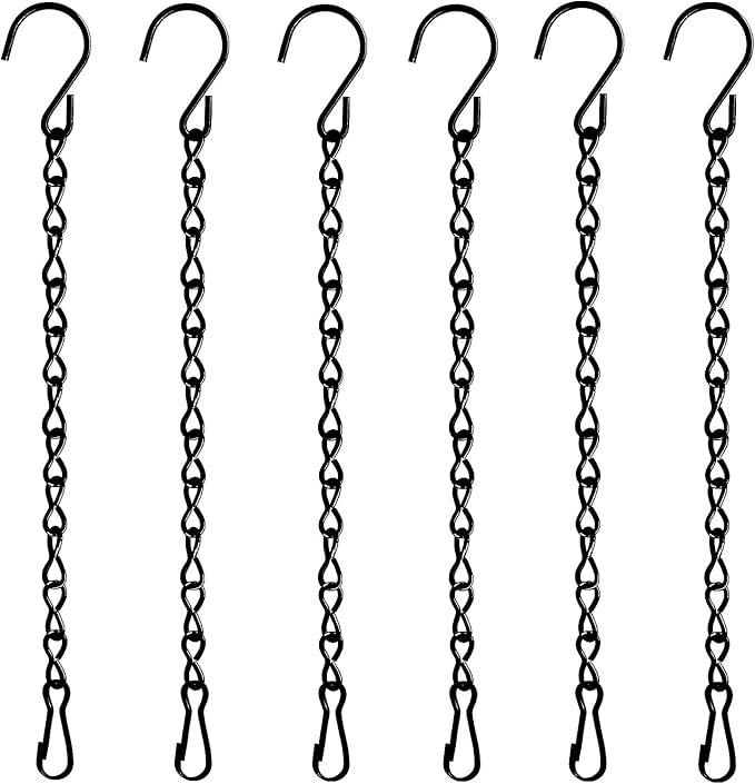 TAORISH 6 Pack 9.5 Inch Hanging Chain for Bird Feeders, Planters, Lanterns, Wind Chimes, Billboards, Chalkboards and Ornaments (Black)