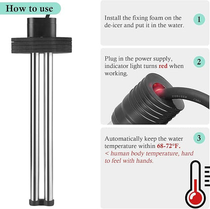 HITOP Outdoor Pond Heater - 150W 300W 600W Aquarium Heater for Small Ponds, Ponds De-icer with Long Cable Wire and Floatable Foam