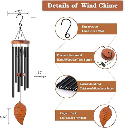 Soopau Memorial Sympathy Wind Chimes, Sympathy Gift Baskets in Memory of a Loved One Mother Father for Memorial/Bereavement/Condolence, 30" Wooden