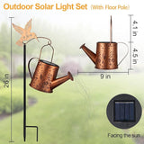 Gifts for Mom, Hummingbird Solar Lantern Outdoor Waterproof, Outside Metal Watering can Landscape Lights for Garden Yard Patio Pathway Decor Birthday Gifts for Women Grandma -with Pole