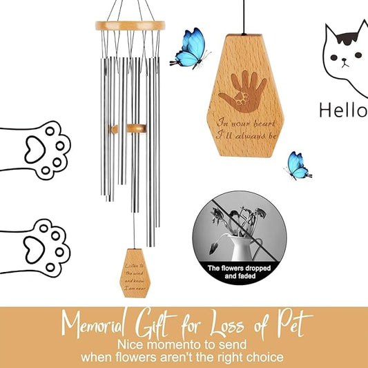 Dog Memorial Gifts Wind Chime, Cat Memorial Gift for Loss of Pet, Loss of Dogs Sympathy Gift, In Memory of Pets Dog Cat Passing Away, Pets Remembrance Bereavement Gifts,Cats Grieving Dogs Pet Sympathy