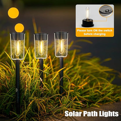 Qualdout Solar Pathway Lights Outdoo 8 Pack, Bright Solar Path Lights Outdoor, IP65 Waterproof Garden Lights Solar Powered Landscape Lighting for Outside Yard Lawn Patio Walkway Driveway