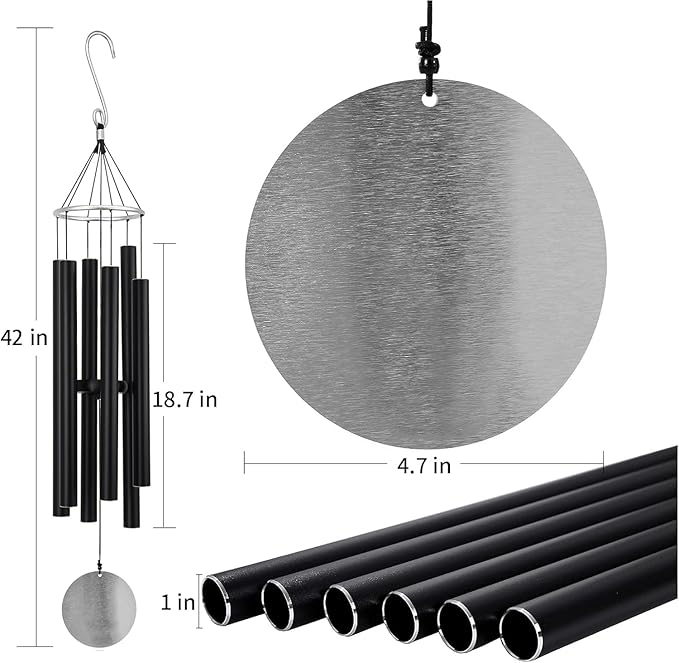 Wind Chimes for Outside Deep Tone, 42'' Large Wind Chimes Outdoor, Wind Chime Gifts for Mother's Day/Grandma (42''Black)