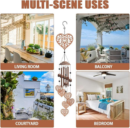 OLYCRAFT Heart Metal Wind Chimes Outdoors Wind Chime Sympathy Memorial Windchime Iron Windchime Memorial Presents Hanging Windbell for Patio Backyard Home Garden Pendant Decoration - 30 Inch
