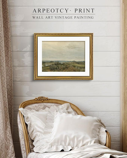 ARPEOTCY Vintage Gold Framed Large Wall Art, Nature Trees Landscape Rivers Retro Paintings, Canvas Prints with Antique Frame, Victorian Wall Pictures Decor for Living Room Gallery 16x20 inch