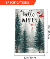 Hello Winter Garden Flag Seasonal Double Sided 12 x 18 Inch Small Yard Flag for Indoor Outdoor Decor Holiday All Seasons