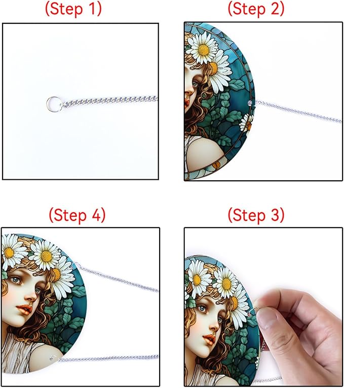 Stained Glass Window Hanging,Paint Fairy Suncatcher, Stained Glass Ornament, Suncatchers for Windows Hanging, Window Decor, Outdoor or Indoor, Gifts for Women, Bestie, Friends 5.9x5.9 in
