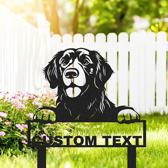 Custom Dog Metal Garden Sign with Stakes, Personalized Golden Retriever Garden Name Sign Yard Art Patio Decorations, Customized Golden Retriever Dog House Decorative Signs Lawn Yard Stake