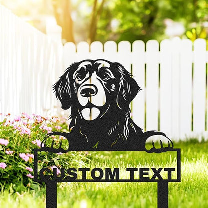 Custom Dog Metal Garden Sign with Stakes, Personalized Golden Retriever Garden Name Sign Yard Art Patio Decorations, Customized Golden Retriever Dog House Decorative Signs Lawn Yard Stake