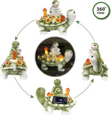 Solar Turtle Garden Statue 7.5 inches, I Flippin Love You Tortoise Figurine with 7 LED Lights, Outdoor Lawn Decor for Patio, Yard, Balcony, Birthday for Mom, Grandma, Women