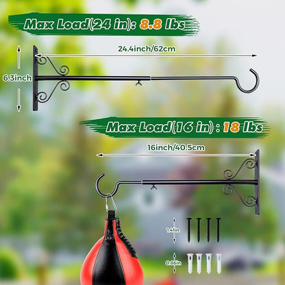 BOLITE Bird Feeder Hanger(16 to 24 Inch), Adjustable Hanging Plant Brackets, Plant Hangers for Hanging Bird Feeders, Planters, Lanterns, Wind Chimes, String Lights, 2 Pack, Black
