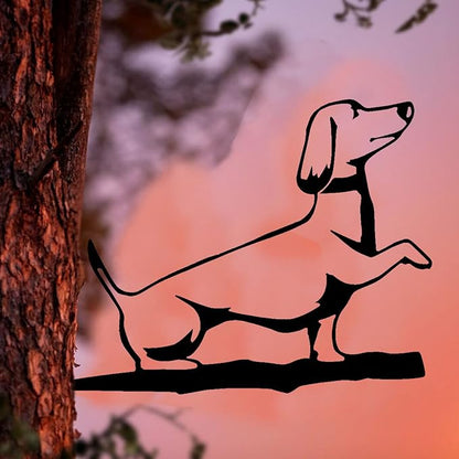 Metal Garden Dog Statue Ornament Gift Metal Art Dog Silhouette Decoration Steel Dogs Statue Decorative Garden Stakes for Yard, Lawn, Patio, Pathway (Dachshund)