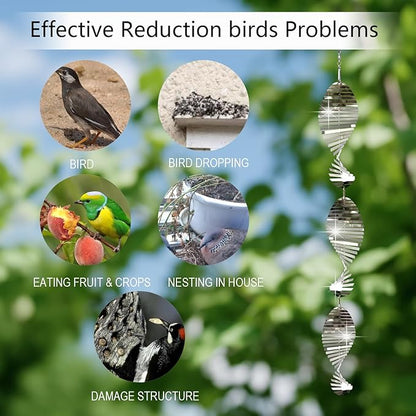 18Pcs Bird Deterrents for Outside, 6 Set Highly Reflective Hanging Wind Spinners Outdoor Metal Bird Reflectors for Outside Garden Decor Lightweight Bird Devices to Scare Birds Away from Yard