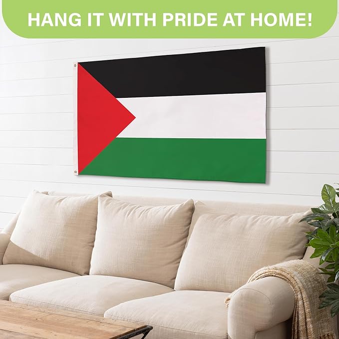 Evergreen Palestine Flag 3x5 flag Outdoor Double Sided, Nation Flags for Outside with Grommets, Palestinian Flag 3-Ply Banners for Garden Patio, Indoor Wall Decor for Room, Works with Standard Estate Flag Poles