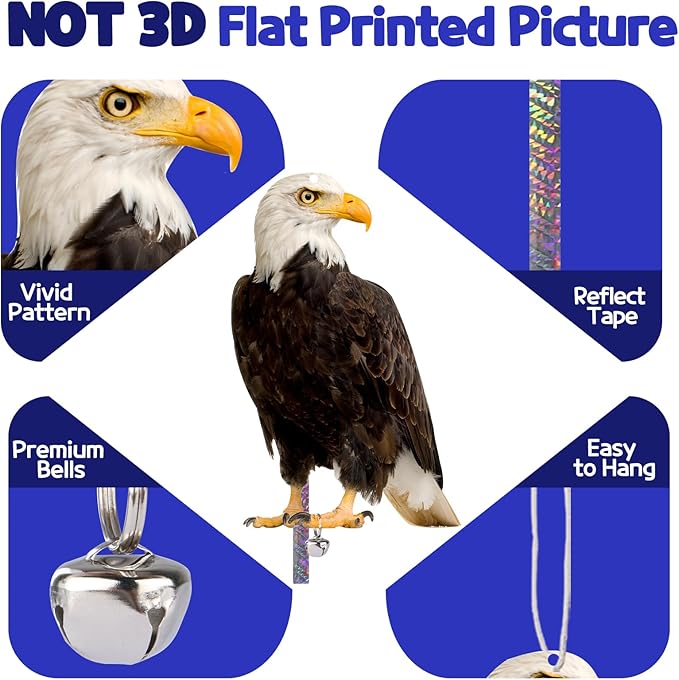 Fake Owls to Keep Squirrels Away from Outdoor 4PCS Flat Garden Owl Plastic Owl to Scare Pigeon Woodpecker for Balcony House Hanging Hawk with Reflective Tape for Outside Patio Yard Front Porch