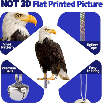 Fake Owls to Keep Squirrels Away from Outdoor 4PCS Flat Garden Owl Plastic Owl to Scare Pigeon Woodpecker for Balcony House Hanging Hawk with Reflective Tape for Outside Patio Yard Front Porch