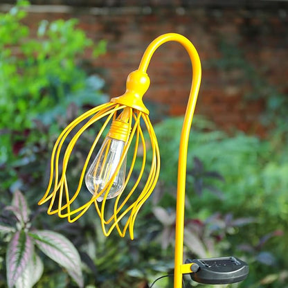 Solar Lights Outdoor Decorative Solar Wire Metal Flower Yard Stake Decorative Path Light for Walkway Pathway Lawn Patio Yard Decorations Yellow 2 Pack