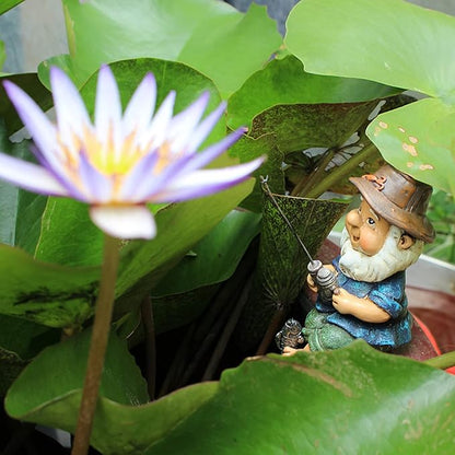 Fishing Gnome Sitter, Decorative Garden Statue, Hand Cast with Resin, Rich Colors, Outdoor Pond Garden Patio Decoration