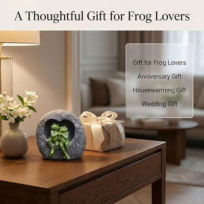 Artisan Flair Lover Frog Statues for Garden - Resin Frogs Couple Figurines Romantic - Yard Animal Decor Frog Stuff Outdoor Lawn Ornament, Green, 7.09 X 4.33 X 7.09 Inches, AF15813