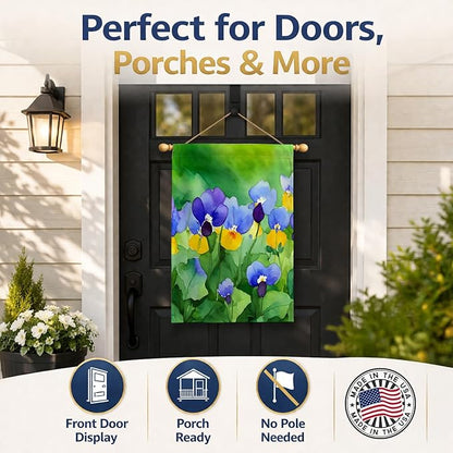 Caroline's Treasures Illinois Violet in Watercolor House Flag Large Porch Sleeve Pole Decorative Outside Yard Banner Artwork Wall Hanging, Polyester, House Size, Multicolor