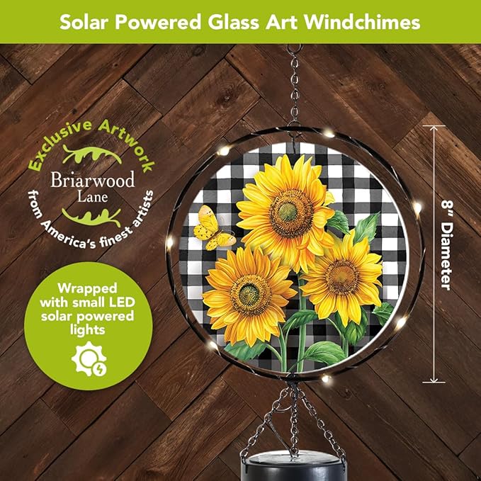 Briarwood Lane Checkered Sunflowers Illuminated Wind Chime